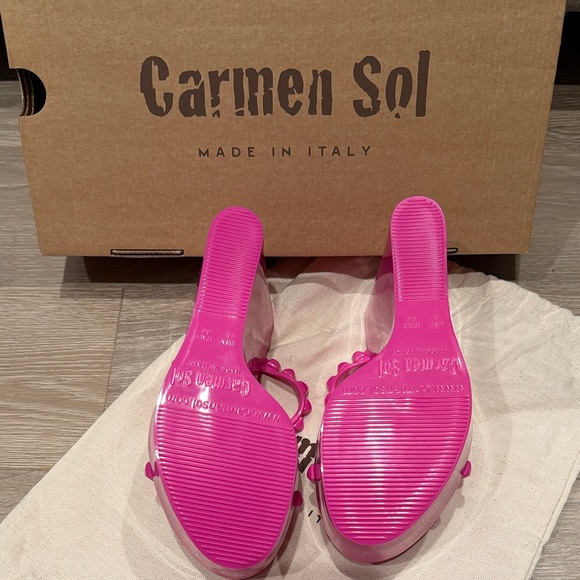 Carmen Sol Pink Wedge Sandals - Picture 2 of 6